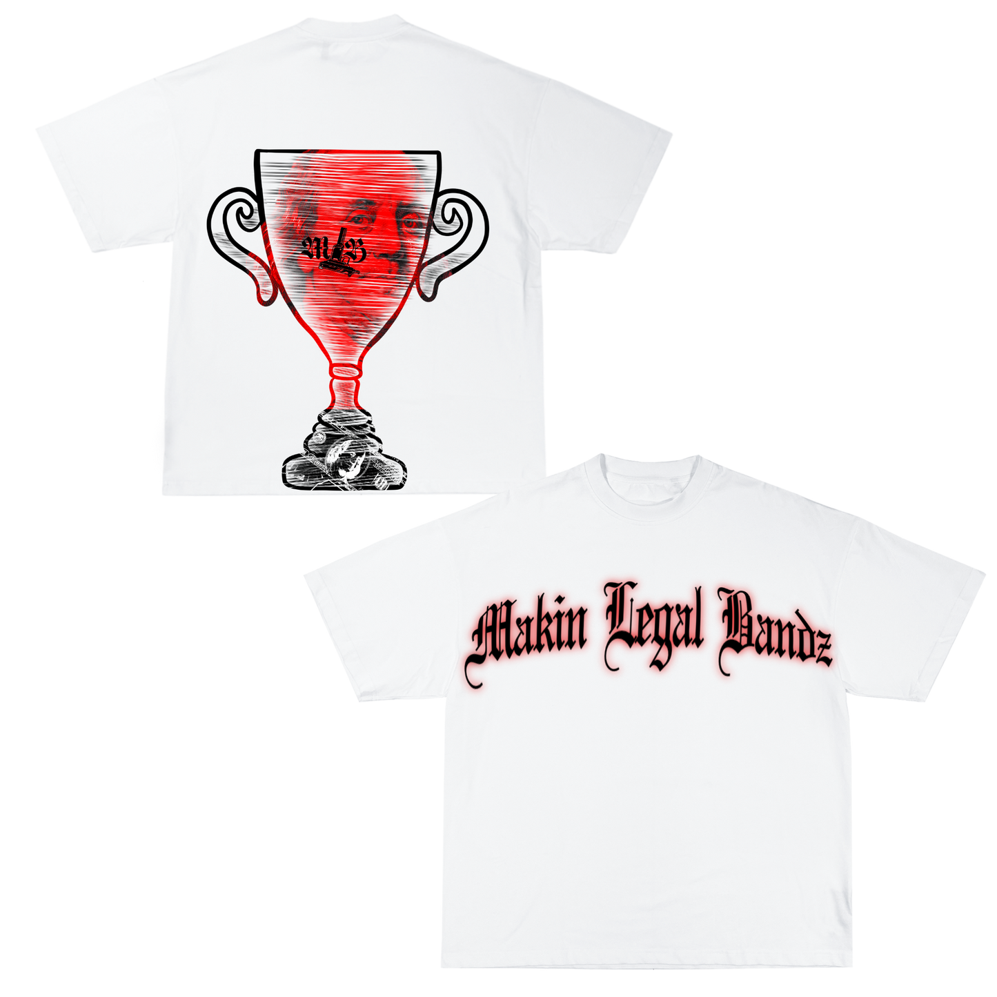 Trophied up T (white & red)