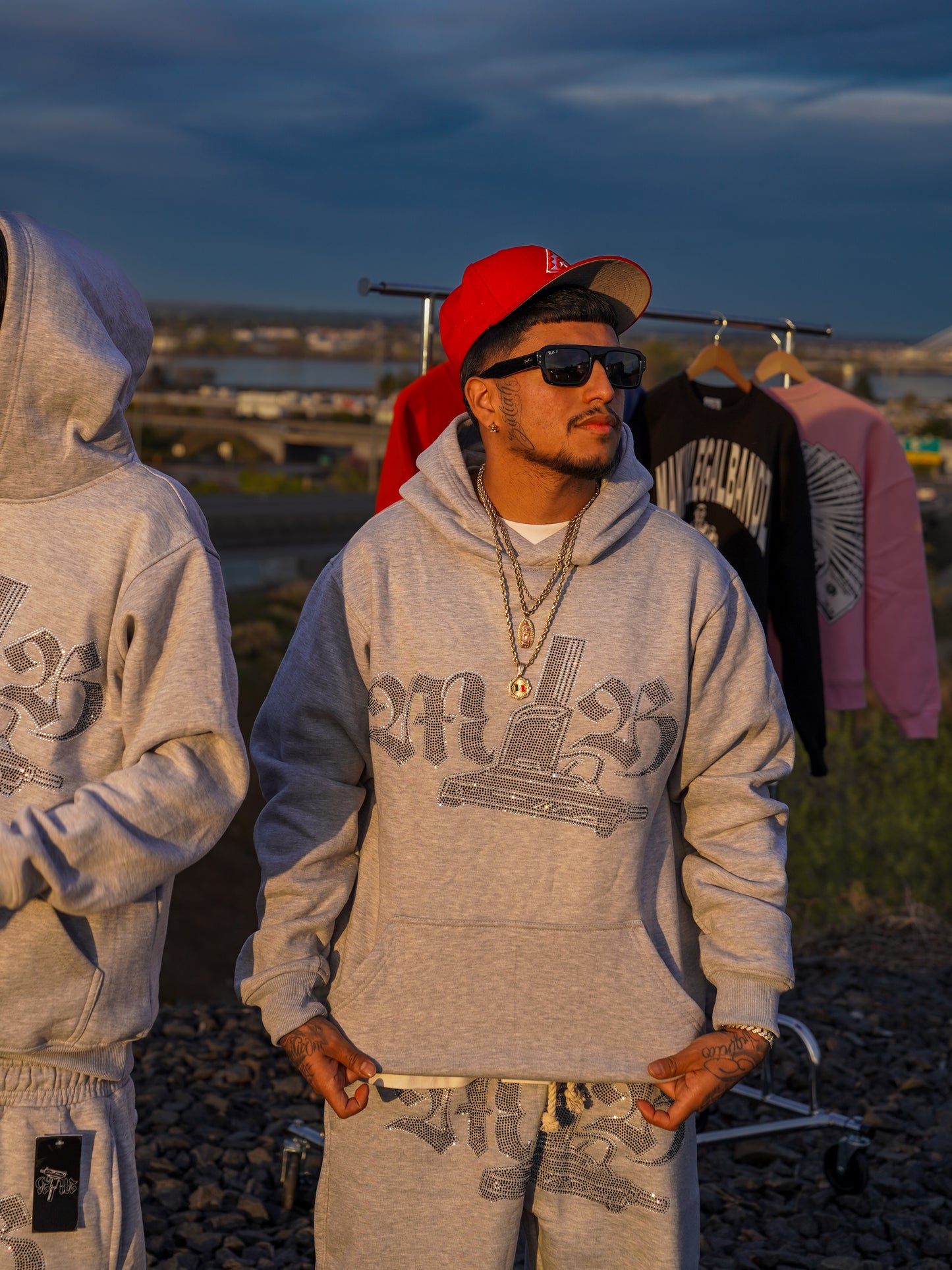 GRAY RHINESTONE HOODIE