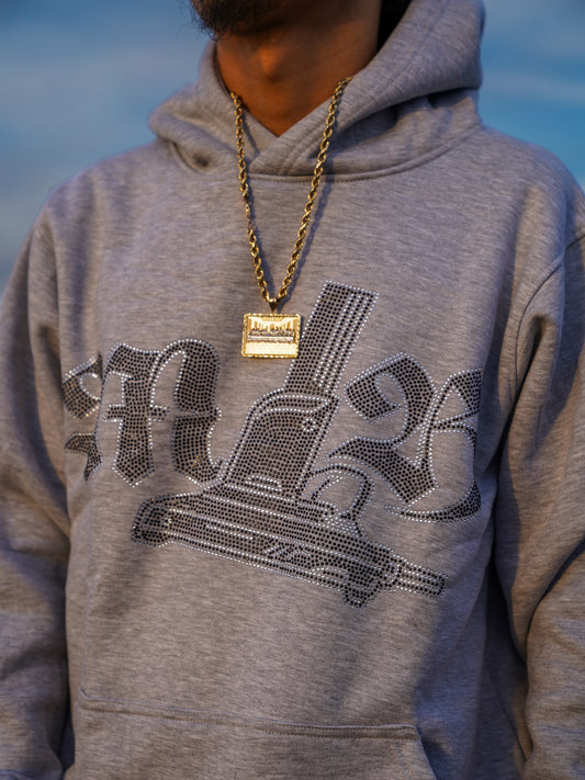 GRAY RHINESTONE HOODIE