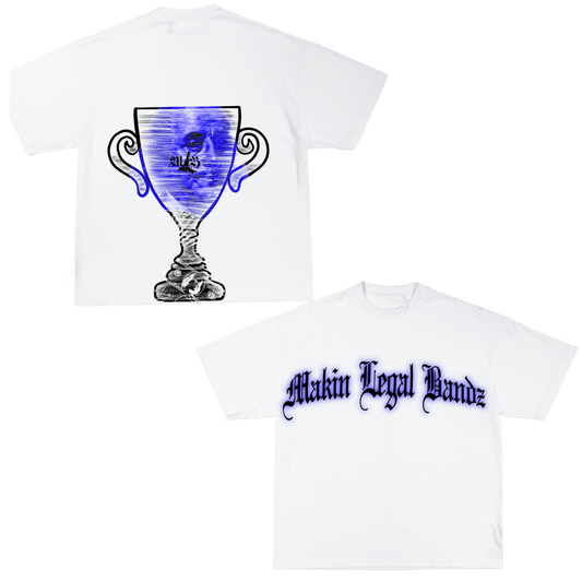 Trophied up Tee. (white & blue)